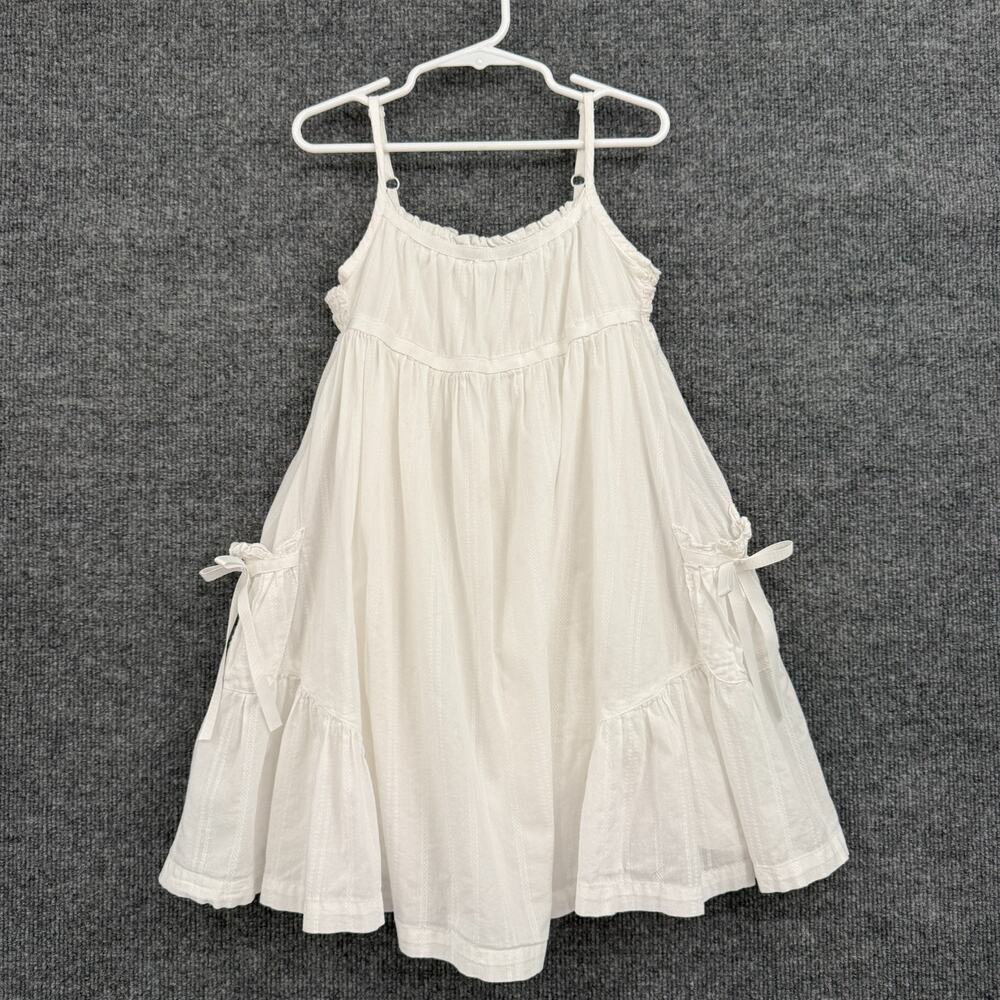 Gap Kids Girls Sleeveless Dress Sundress Size 4-5 White Lined 100% Cotton